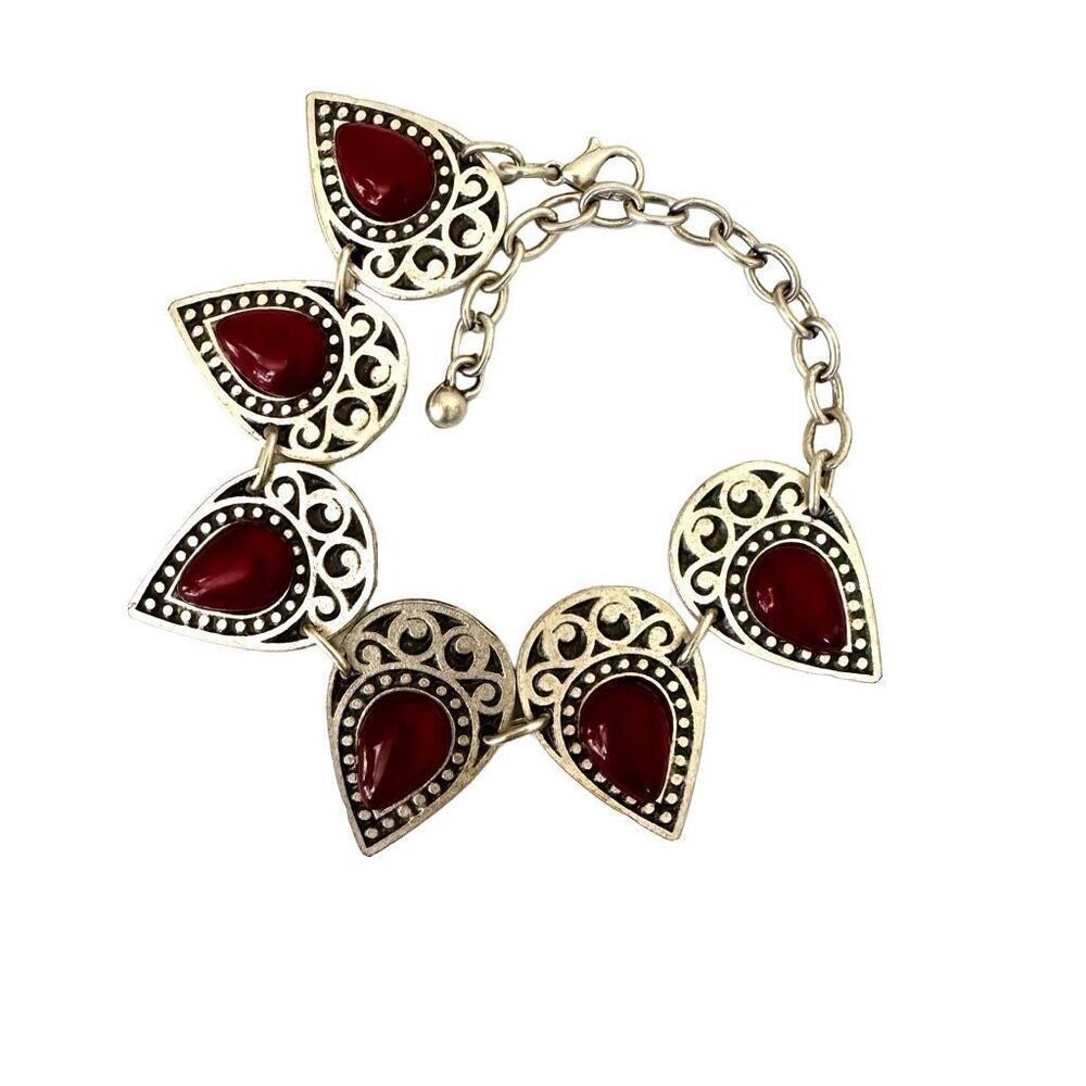 Red and silver tone bracelet